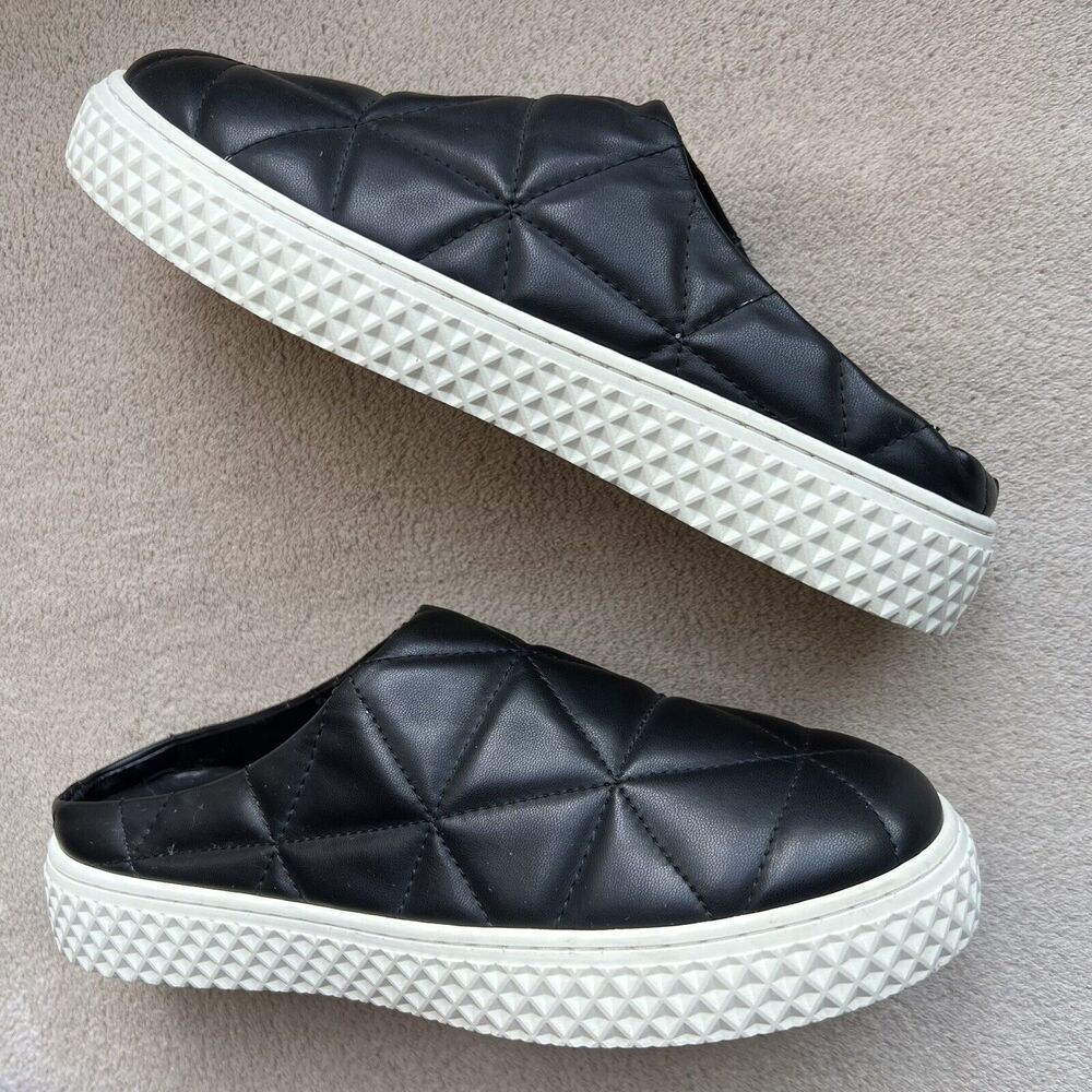 Aerosoles Ella Black Quilted Vegan‎ Faux Leather Slip On Mule Shoe Women’s 6.5